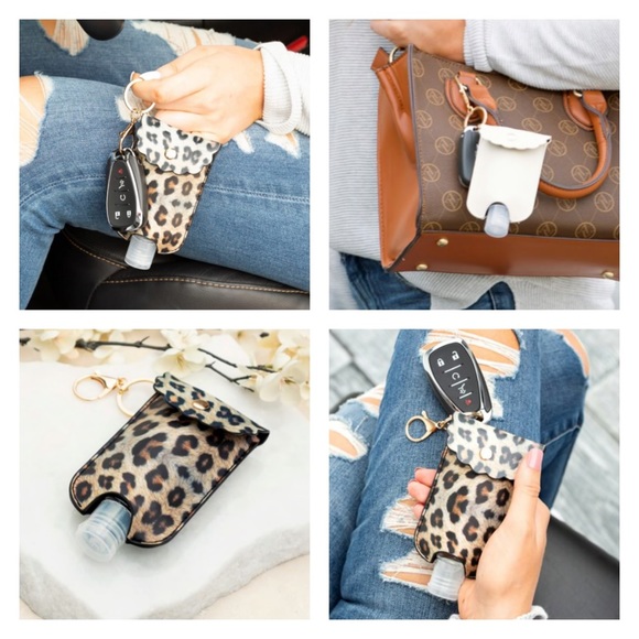 Teal Blue Hand Sanitizer Pouch Key Ring Chain NIP - Picture 3 of 3